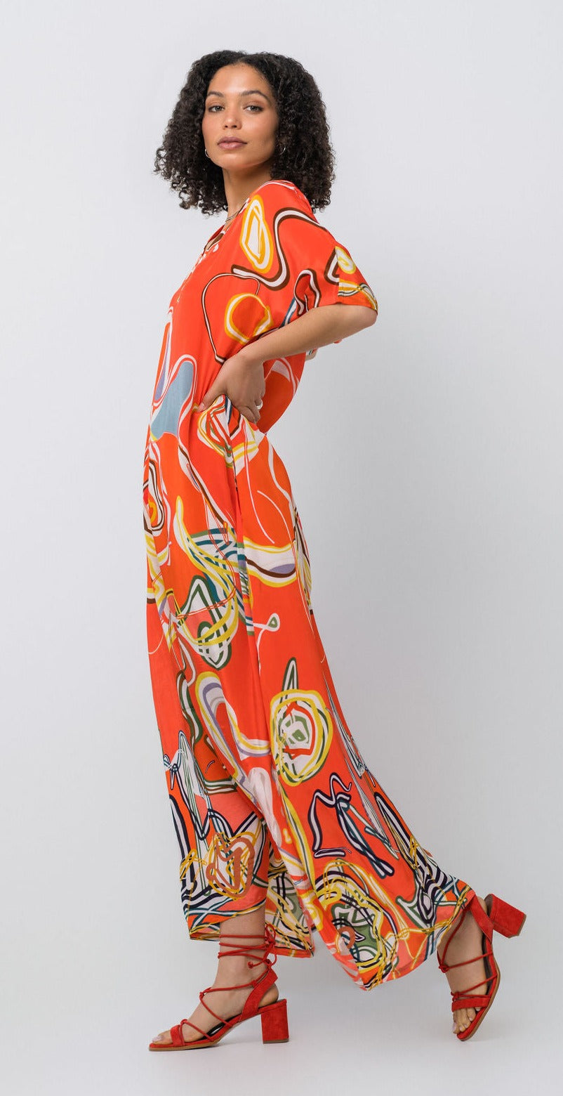 Claire Sower - Bespoke Luxury Fashion - Liz Kaftan Dress Tangerine Dream