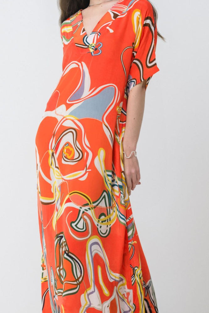 Claire Sower - Bespoke Luxury Fashion - Liz Kaftan Dress Tangerine Dream